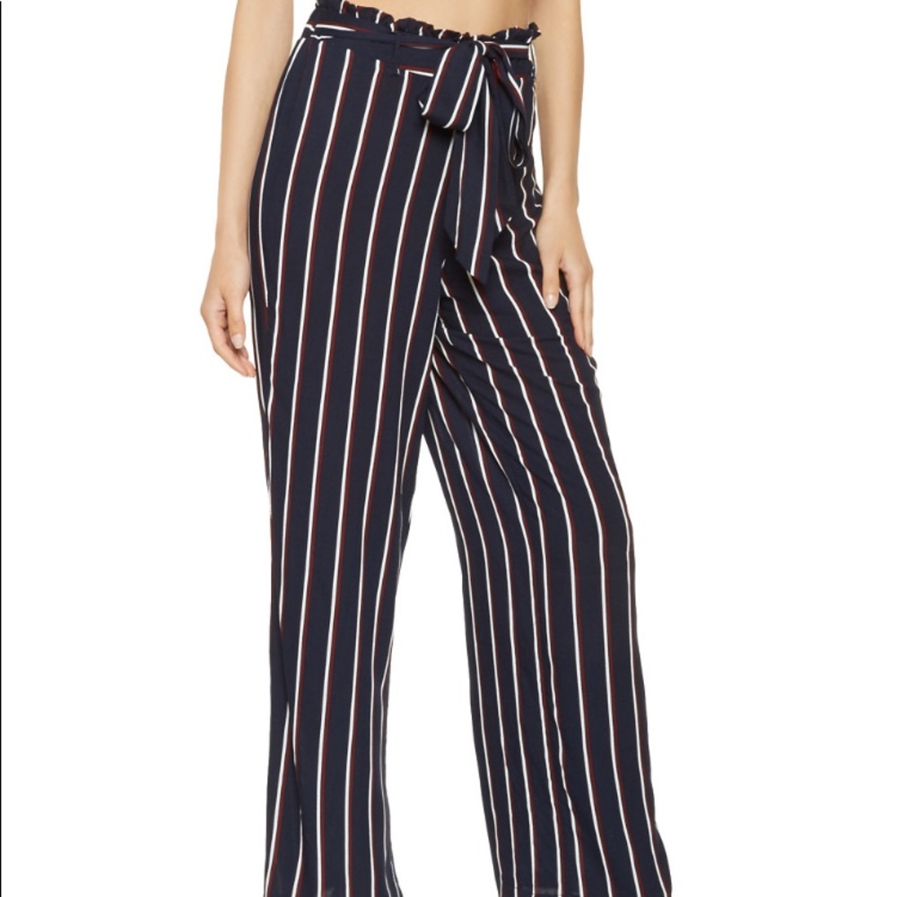 striped paper bag palazzo pants